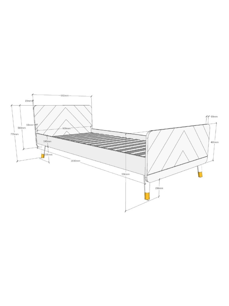 Lit avec sommier, pieds arrondies Vert - Kiabi