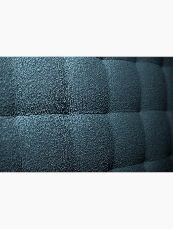 Lit avec tête de lit capitonnée bouclette et sommier kit H29cm