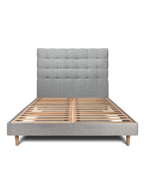 Lit avec tête de lit capitonnée bouclette et sommier kit H29cm - Kiabi