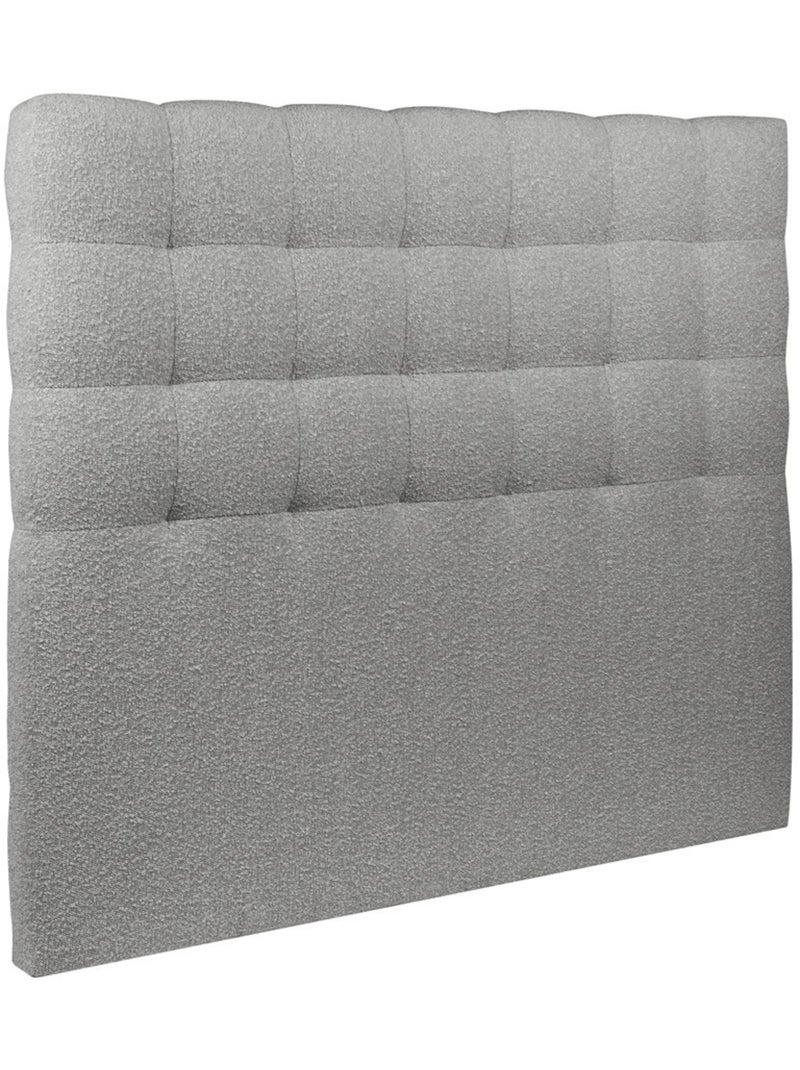 Lit avec tête de lit capitonnée bouclette et sommier kit H29cm Gris - Kiabi