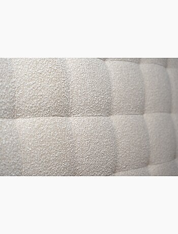 Lit avec tête de lit capitonnée bouclette et sommier tapissier H29cm