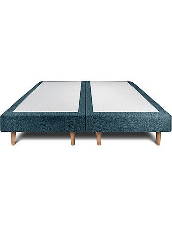 Lit avec tête de lit capitonnée bouclette et sommier tapissier H29cm