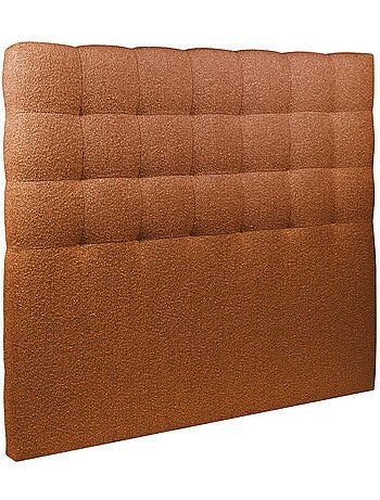 Lit avec tête de lit capitonnée bouclette et sommier tapissier H29cm