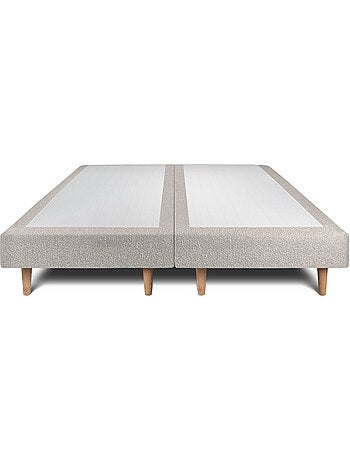 Lit avec tête de lit capitonnée bouclette et sommier tapissier H29cm