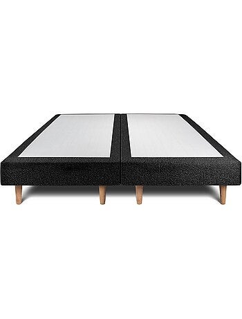 Lit avec tête de lit capitonnée bouclette et sommier tapissier H29cm