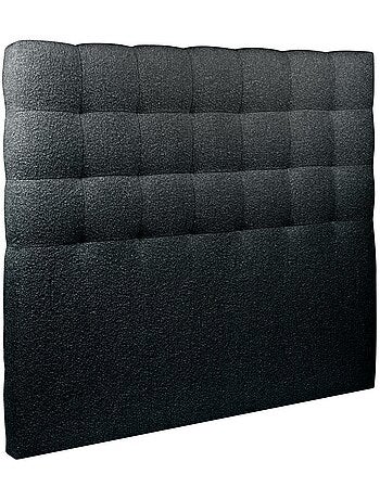 Lit avec tête de lit capitonnée bouclette et sommier tapissier H29cm