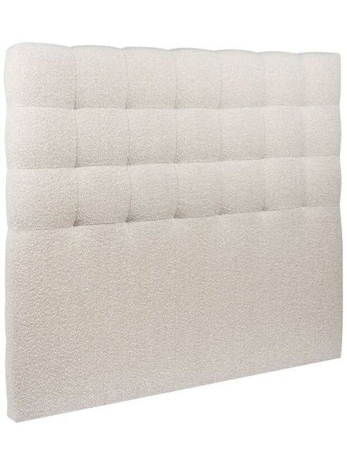 Lit avec tête de lit capitonnée bouclette et sommier tapissier H35cm - Kiabi