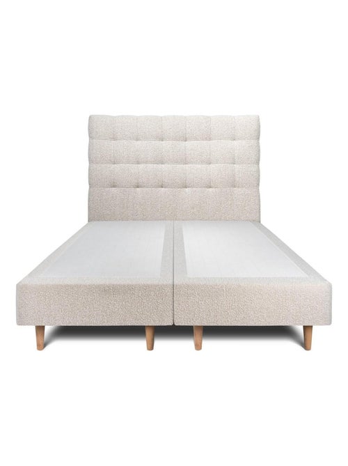 Lit avec tête de lit capitonnée bouclette et sommier tapissier H35cm - Kiabi