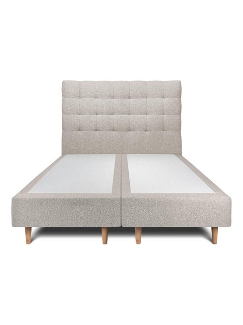 Lit avec tête de lit capitonnée bouclette et sommier tapissier H35cm - Kiabi