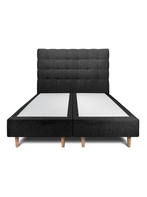 Lit avec tête de lit capitonnée bouclette et sommier tapissier H35cm - Kiabi