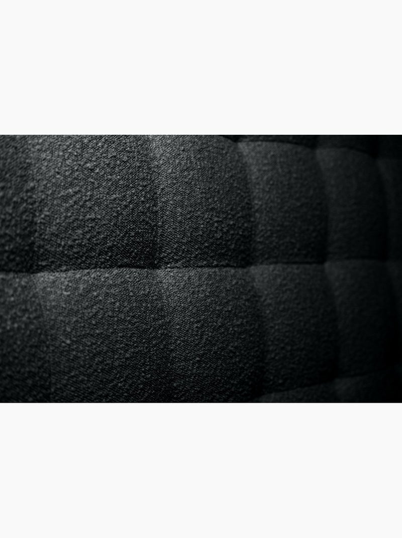 Lit avec tête de lit capitonnée bouclette et sommier tapissier H35cm Noir - Kiabi