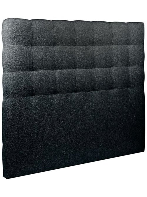 Lit avec tête de lit capitonnée bouclette et sommier tapissier H35cm - Kiabi