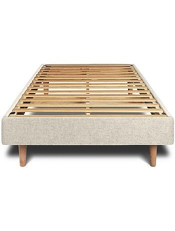 Lit avec tête de lit capitonnée tissu et sommier kit H29cm