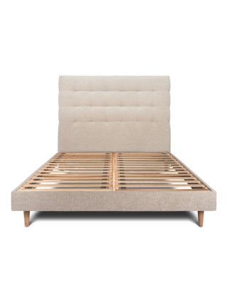 Lit avec tête de lit capitonnée tissu et sommier kit H29cm