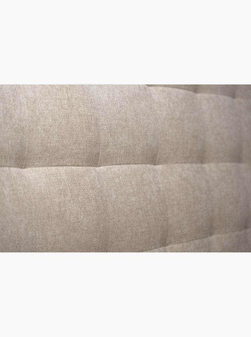 Lit avec tête de lit capitonnée tissu et sommier tapissier H29cm Beige foncé - Kiabi