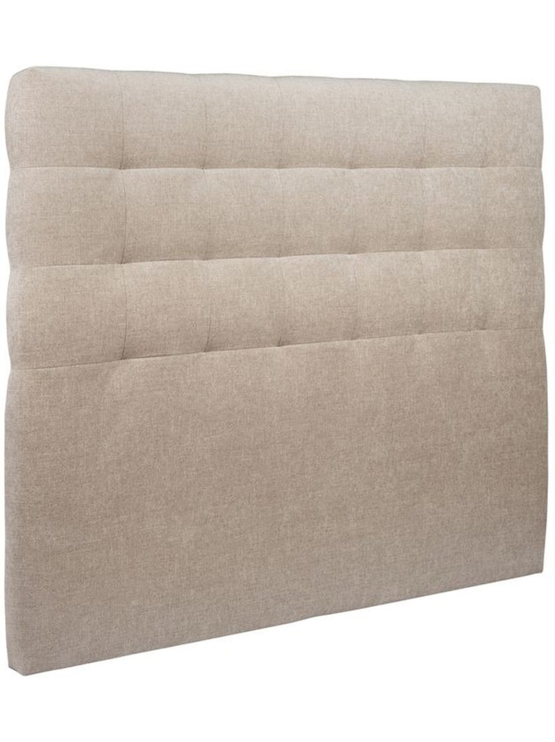 Lit avec tête de lit capitonnée tissu et sommier tapissier H29cm Beige foncé - Kiabi