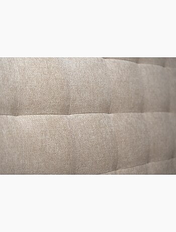 Lit avec tête de lit capitonnée tissu et sommier tapissier H29cm