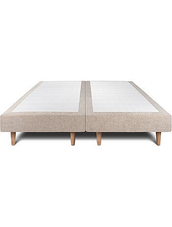 Lit avec tête de lit capitonnée tissu et sommier tapissier H29cm