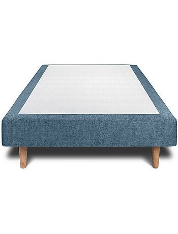 Lit avec tête de lit capitonnée tissu et sommier tapissier H29cm