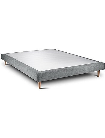 Lit avec tête de lit capitonnée tissu et sommier tapissier H29cm