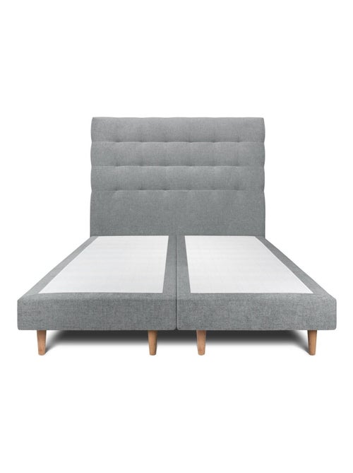 Lit avec tête de lit capitonnée tissu et sommier tapissier H29cm - Kiabi