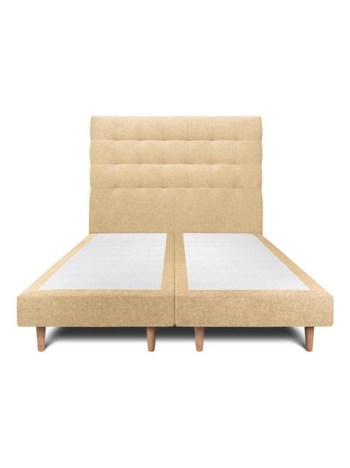 Lit avec tête de lit capitonnée tissu et sommier tapissier H29cm - Kiabi