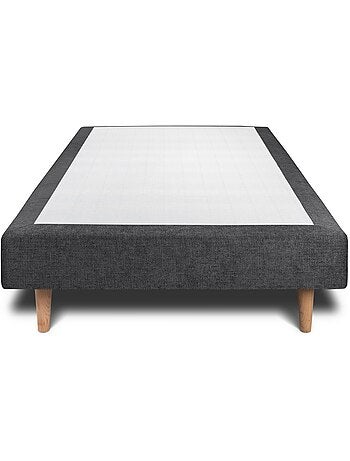 Lit avec tête de lit capitonnée tissu et sommier tapissier H29cm