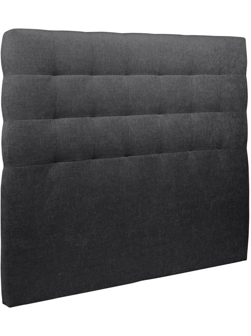 Lit avec tête de lit capitonnée tissu et sommier tapissier H29cm Noir - Kiabi