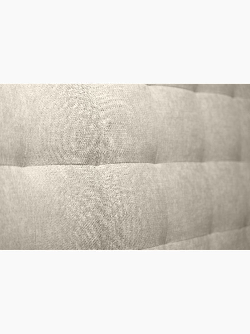 Lit avec tête de lit capitonnée tissu et sommier tapissier H35cm Beige clair - Kiabi