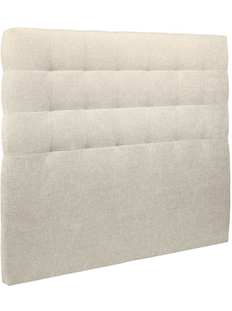 Lit avec tête de lit capitonnée tissu et sommier tapissier H35cm Beige clair - Kiabi