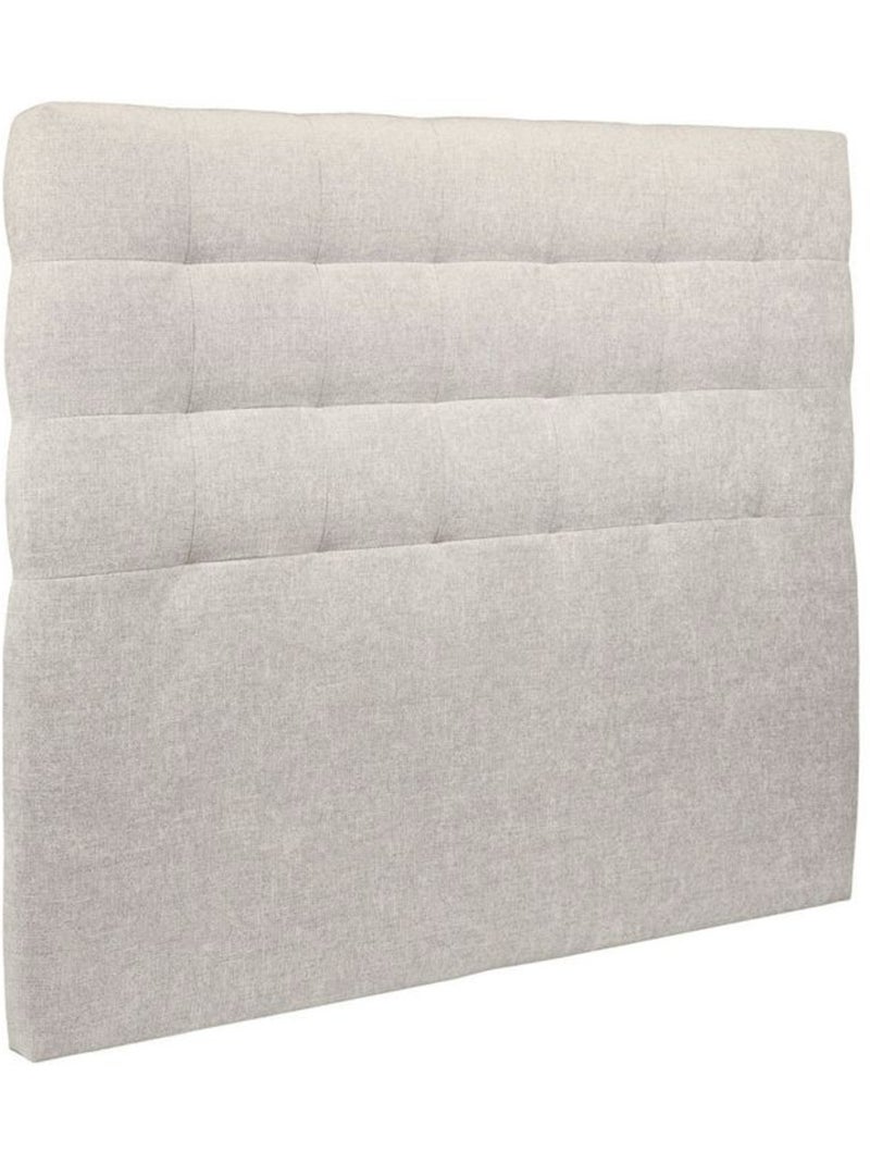 Lit avec tête de lit capitonnée tissu et sommier tapissier H35cm Beige clair - Kiabi