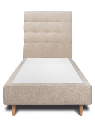 Lit avec tête de lit capitonnée tissu et sommier tapissier H35cm