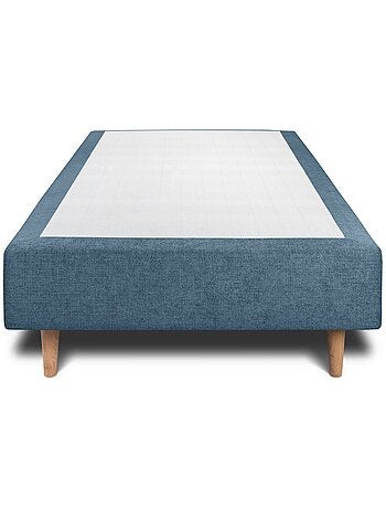 Lit avec tête de lit capitonnée tissu et sommier tapissier H35cm