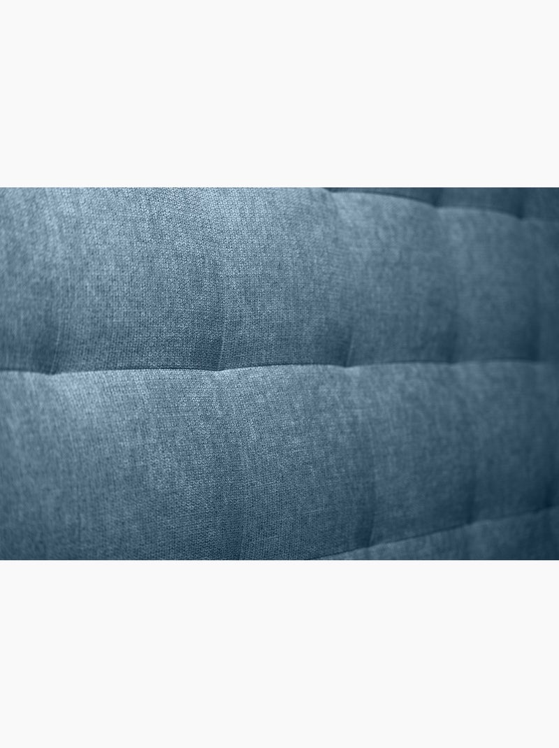 Lit avec tête de lit capitonnée tissu et sommier tapissier H35cm Bleu lagon - Kiabi