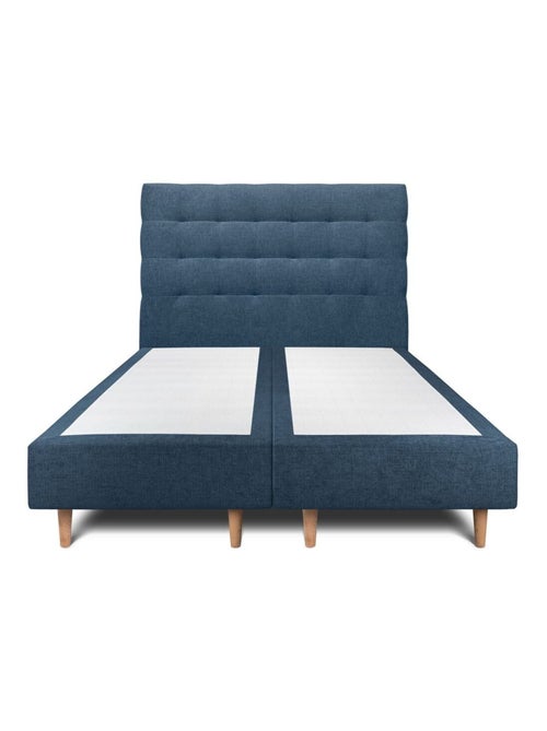 Lit avec tête de lit capitonnée tissu et sommier tapissier H35cm - Kiabi