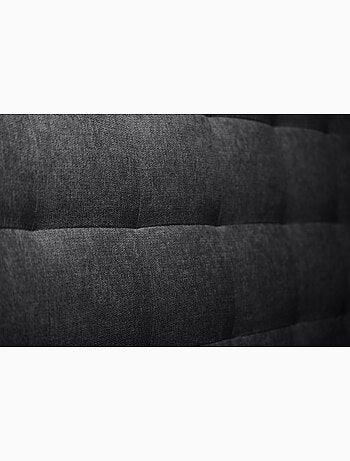 Lit avec tête de lit capitonnée tissu et sommier tapissier H35cm