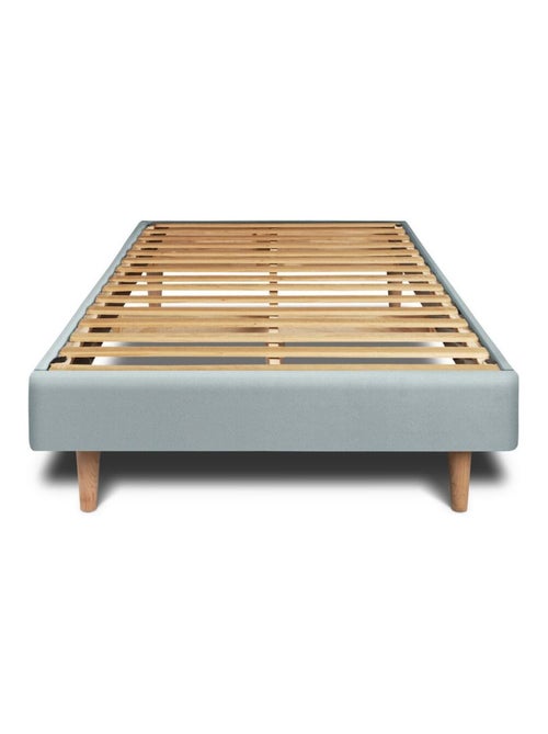 Lit avec tête de lit capitonnée velours et sommier kit H29cm - Kiabi