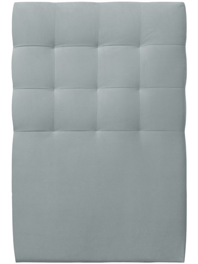 Lit avec tête de lit capitonnée velours et sommier kit H29cm Bleu Gris - Kiabi