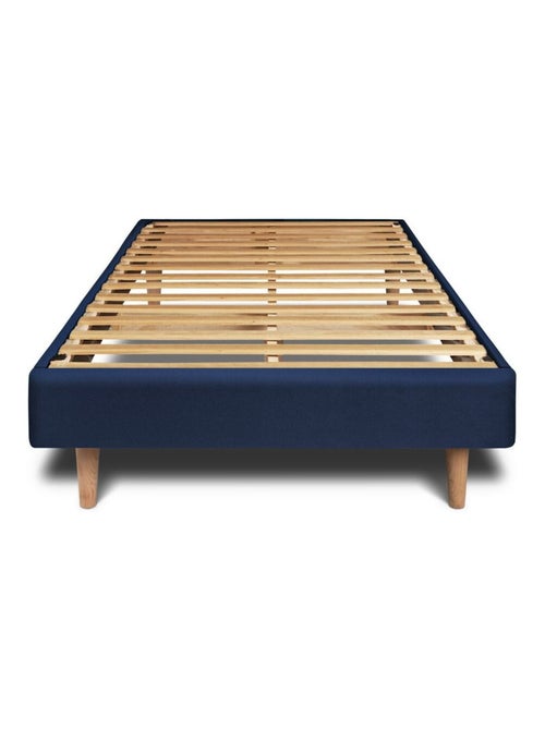 Lit avec tête de lit capitonnée velours et sommier kit H29cm - Kiabi