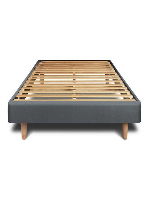 Lit avec tête de lit capitonnée velours et sommier kit H29cm - Kiabi