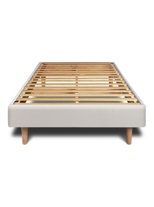 Lit avec tête de lit capitonnée velours et sommier kit H29cm - Kiabi