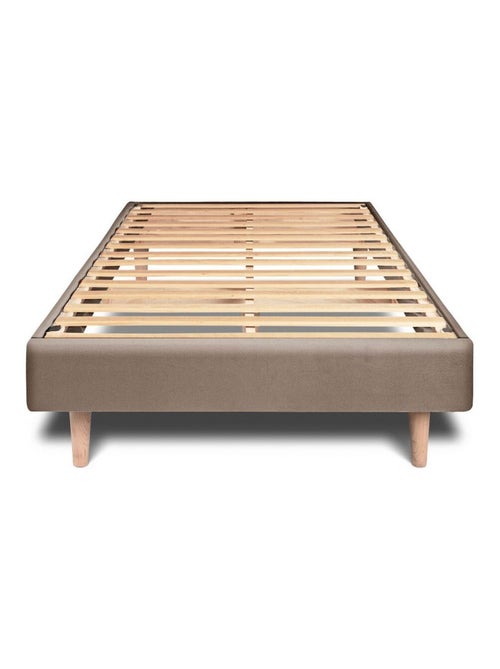 Lit avec tête de lit capitonnée velours et sommier kit H29cm - Kiabi