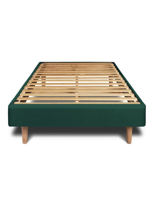 Lit avec tête de lit capitonnée velours et sommier kit H29cm - Kiabi