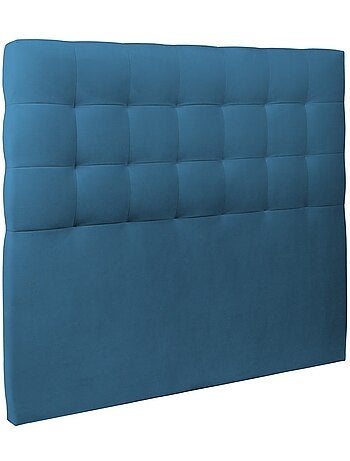 Lit avec tête de lit capitonnée velours et sommier tapissier H29cm