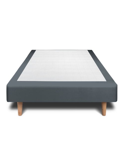 Lit avec tête de lit capitonnée velours et sommier tapissier H29cm - Kiabi