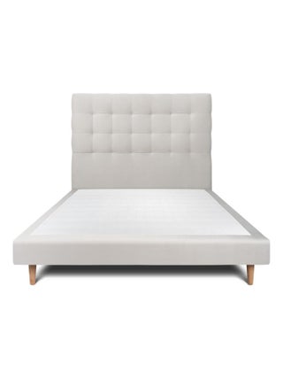 Lit avec tête de lit capitonnée velours et sommier tapissier H29cm