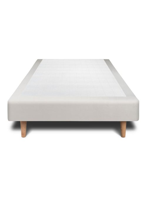 Lit avec tête de lit capitonnée velours et sommier tapissier H29cm - Kiabi