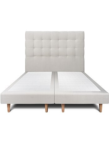 Lit avec tête de lit capitonnée velours et sommier tapissier H29cm