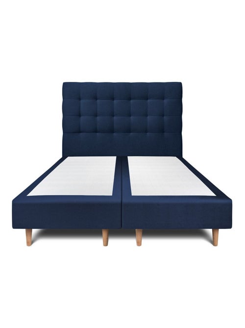 Lit avec tête de lit capitonnée velours et sommier tapissier H35cm - Kiabi