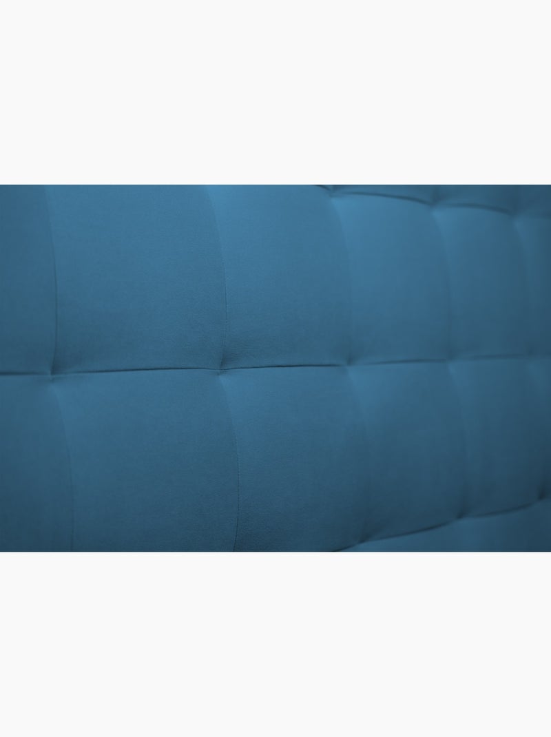 Lit avec tête de lit capitonnée velours et sommier tapissier H35cm Bleu lagon - Kiabi